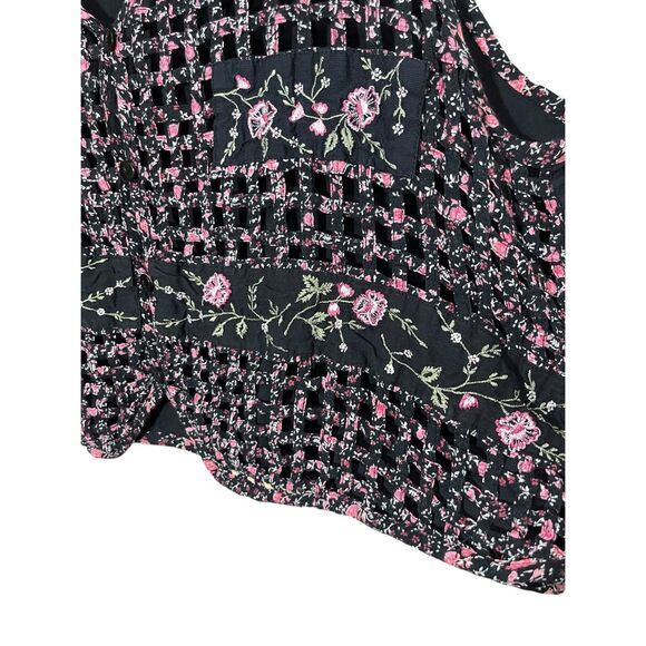 Vintage Willow‎ Ridge Cottagecore Vest Lattice Woven Pink Black Floral Size 3X - Picture 6 of 8